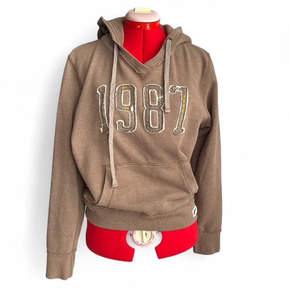 Y2K‎ Aeropostale Brown Hoodie With Embroidered 1987 Size Extra Large